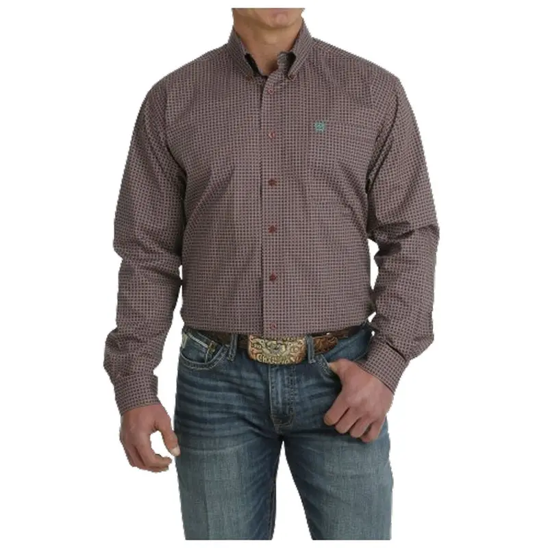 Mtw1105710 Cinch Men's Long Sleeve Buttondown Shirt - Burgundy 1