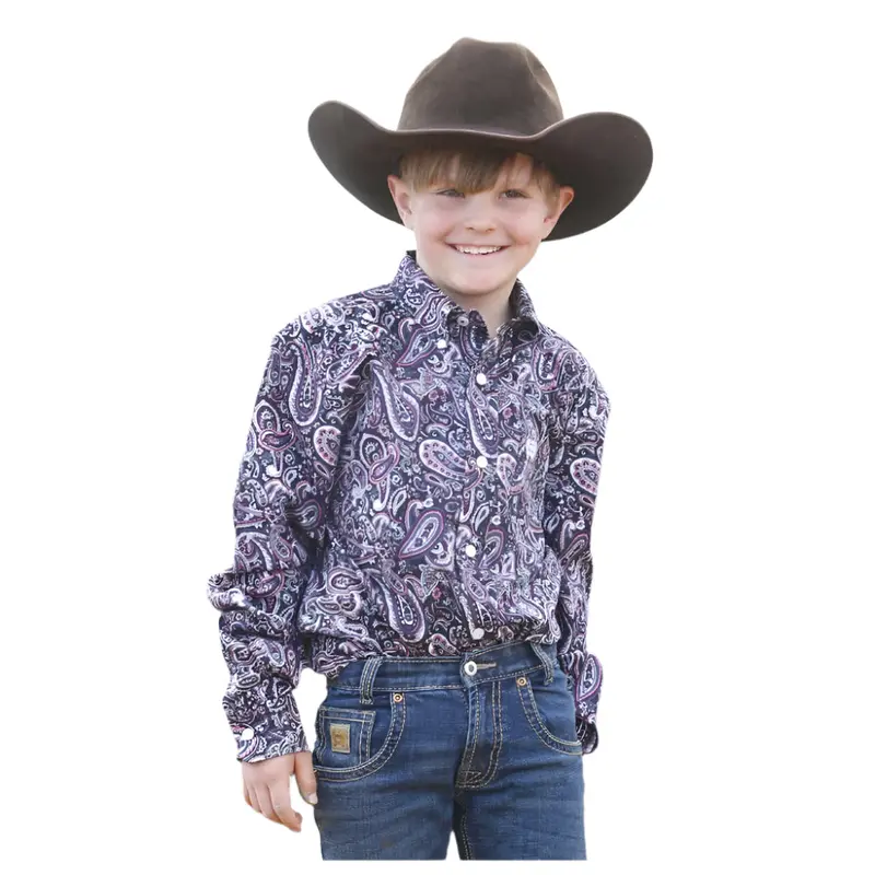 Mtw7060378 Cinch Boys Long Sleeve Button Down Paisley Western Shirt 1