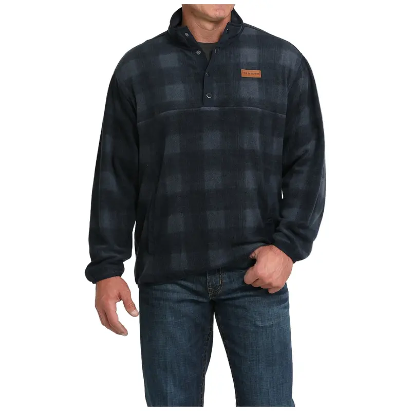 Mwk1514028 Cinch Men's Polar Fleece Pullover - Navy Plaid 1