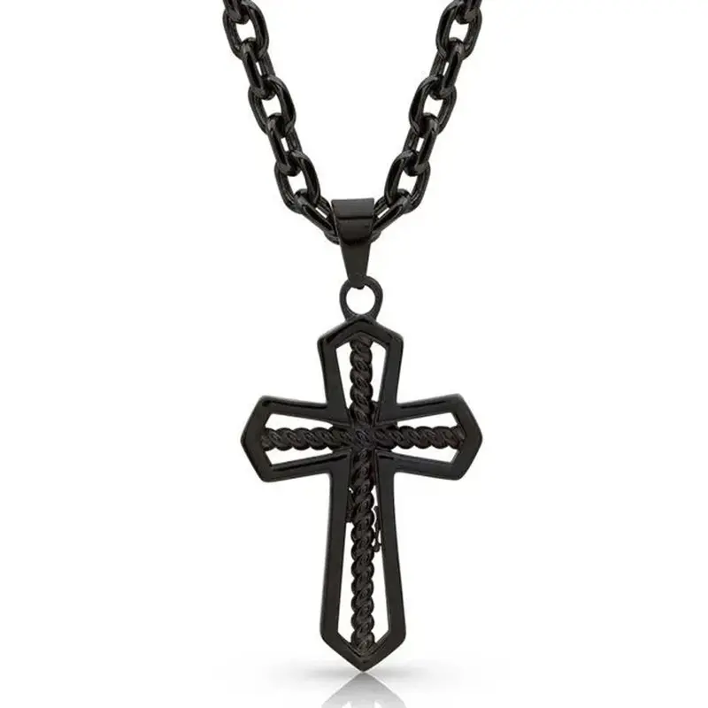 Nc4025 Montana Silversmiths Through The Darkest Night Cross Necklace 1