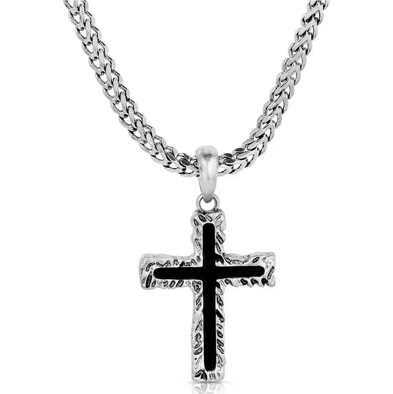 Nc6091 Montana Silversmiths Roughstock Cross Necklace 1