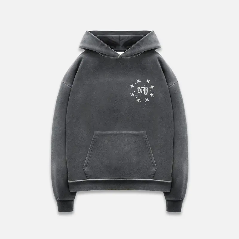 Ny Paint Splatter Washed Grey Hoodie 1