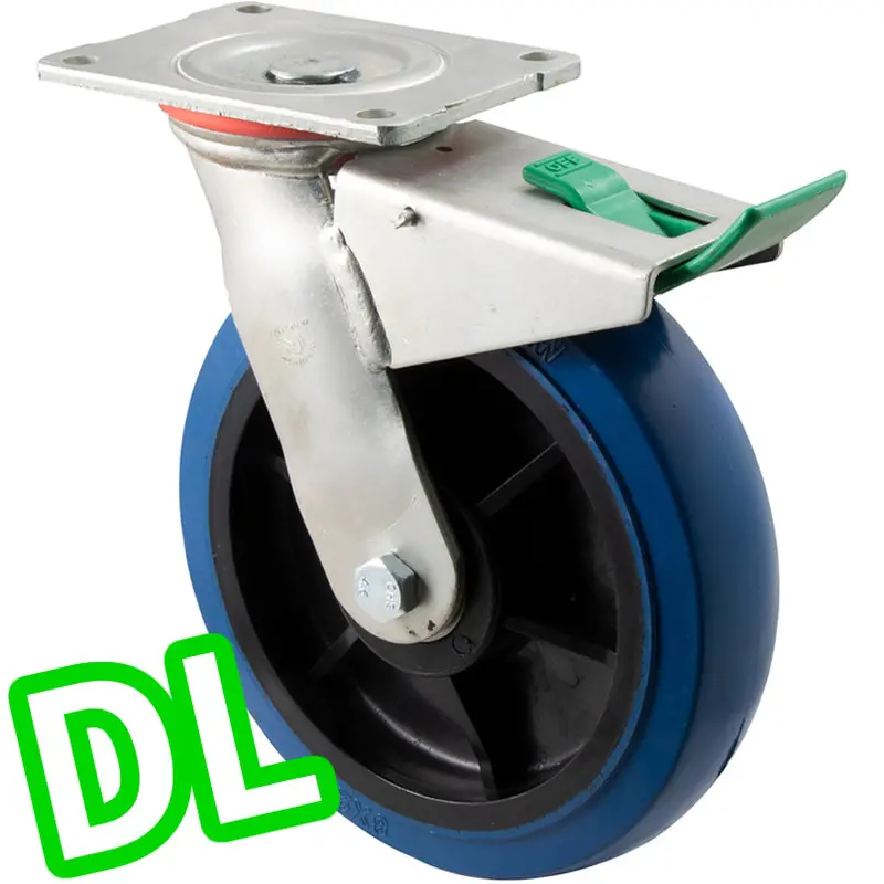 Obq200/Hzpdl - H Series 400 Kg Swivel Plate Direction Lock Only 200Mm Blue Rubber 1