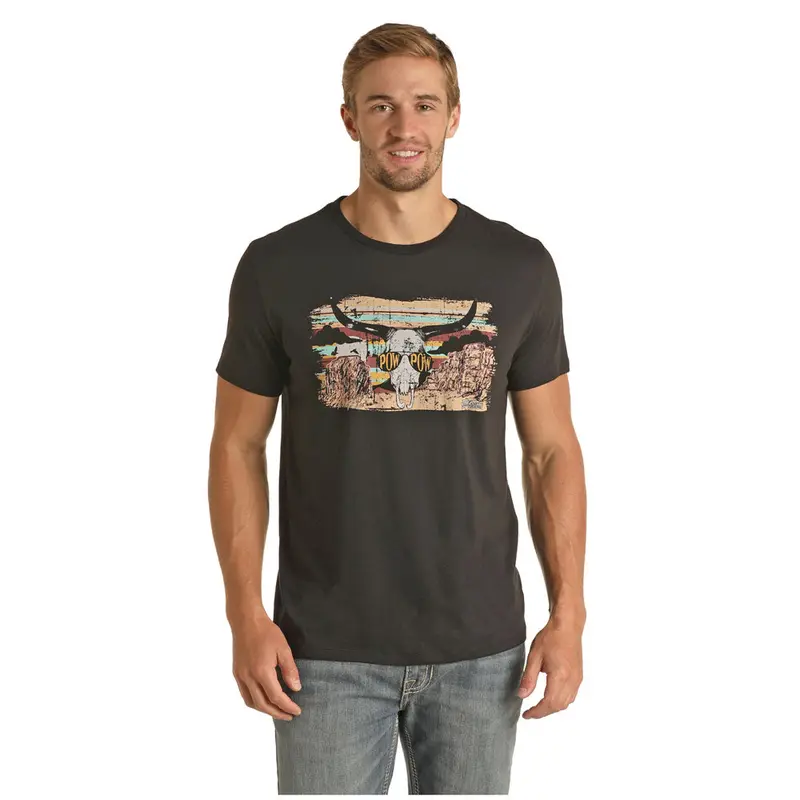 P9-3361 Rock & Roll Men's Dale Brisby Pow Pow Short Sleeve Tee Black 1