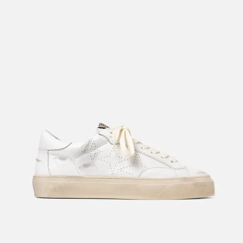 Plus Court White Distressed Sneaker - Women's 1