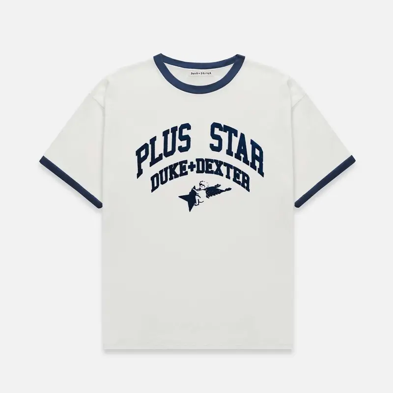 Plus Vintage White + Navy Ringer T-Shirt 1