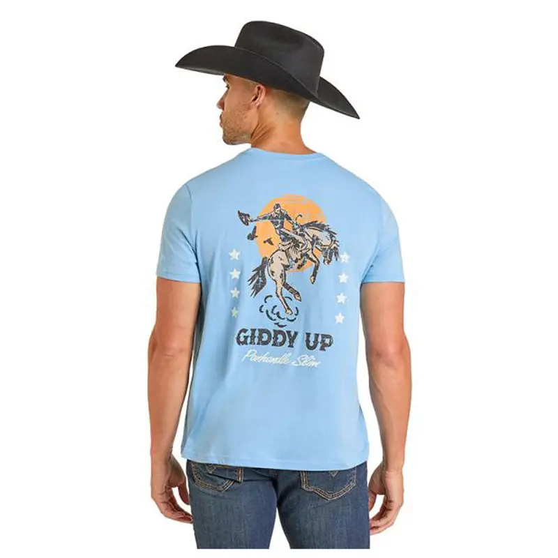 Pu21t06927 Panhandle Men's Giddy Up Graphic Short Sleeve Tee -  Blue 1
