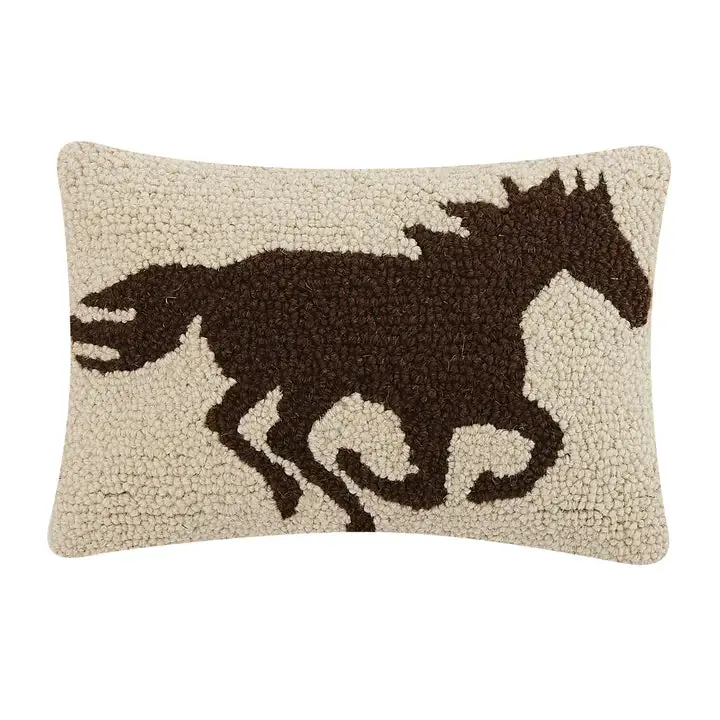 Racehorse Silhouette Hooked Pillow 1