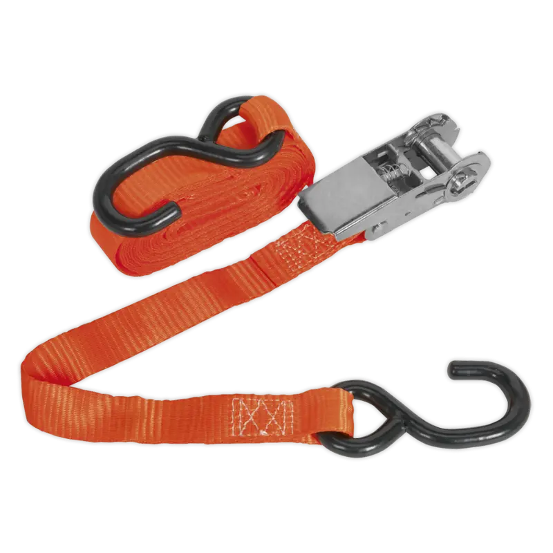 Ratchet Tie Down 25Mm X 4.5Mtr Polyester Webbing With S Hook 800Kg Load Test 1