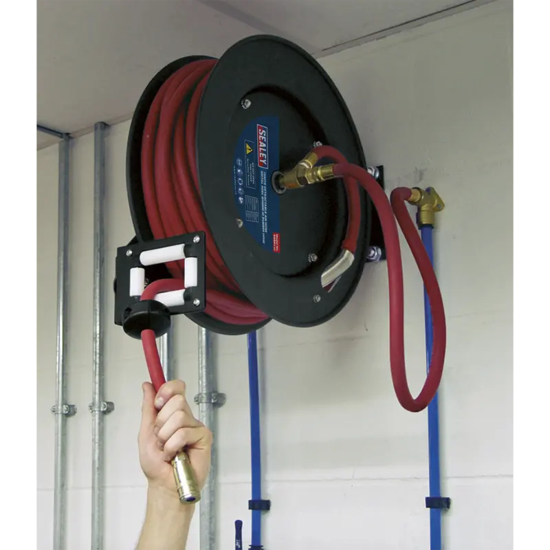 Retractable Air Hose Metal Reel 15Mtr Ø10mm Id Rubber Hose 1
