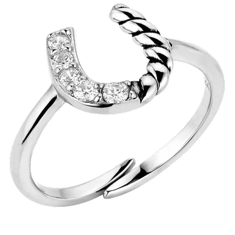 Rg5969 Montana Silversmiths High Tides Roping Luck Crystal Horseshoe Ring 1