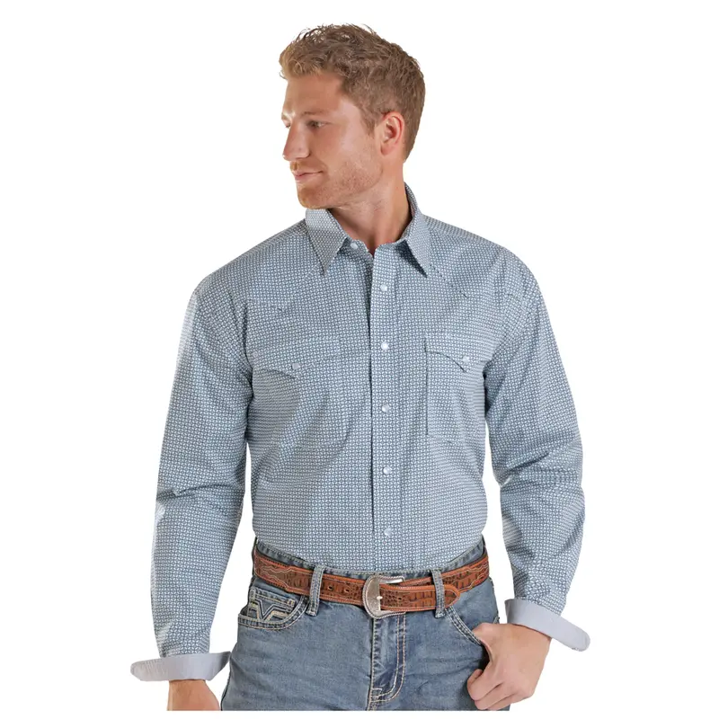 Rmn2s08913 Panhandle Slim Men's Long Sleeve Western Snap Shirt - Blue 1