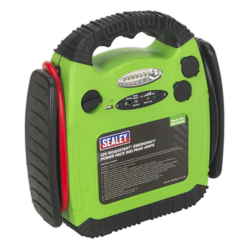 Roadstart® Emergency Power Pack 12V 900 Peak Amps Hi-Vis Green 1