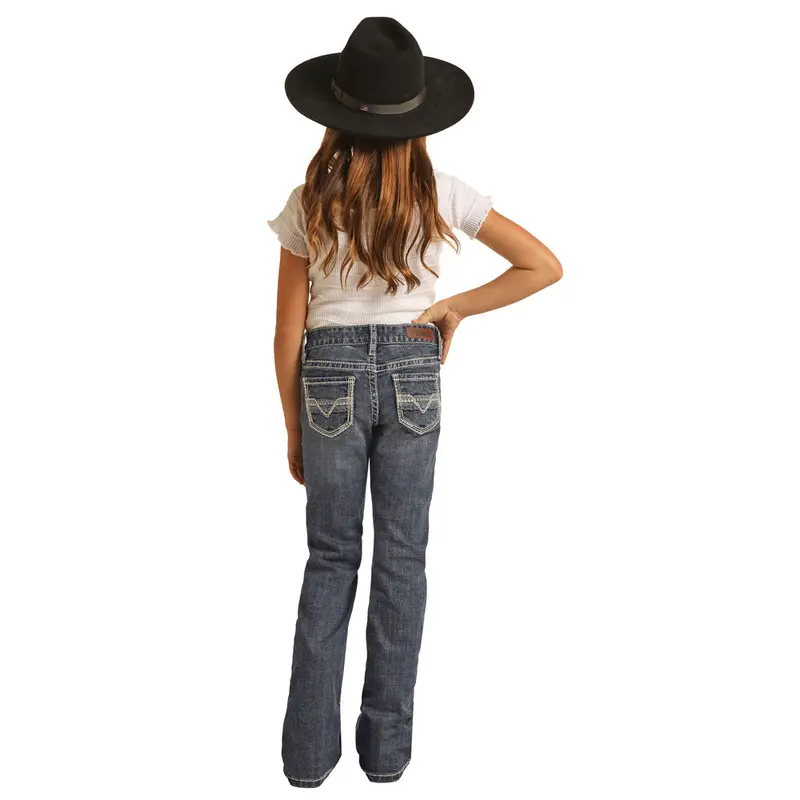 Rrgd4mrzpp Rock & Roll Cowgirl Girl's Boot Cut Jean With Embroidery Pocket 1