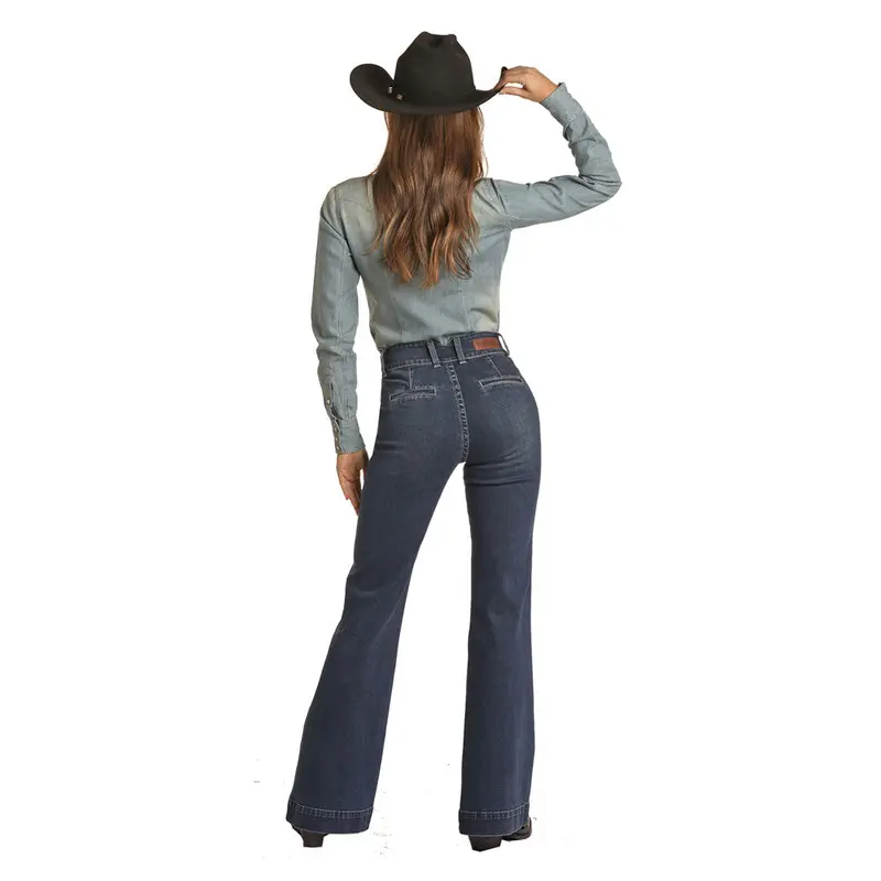 Rrwd5hr0gh Rock & Roll Cowgirl High Rise Front Flap Denim Trouser 1