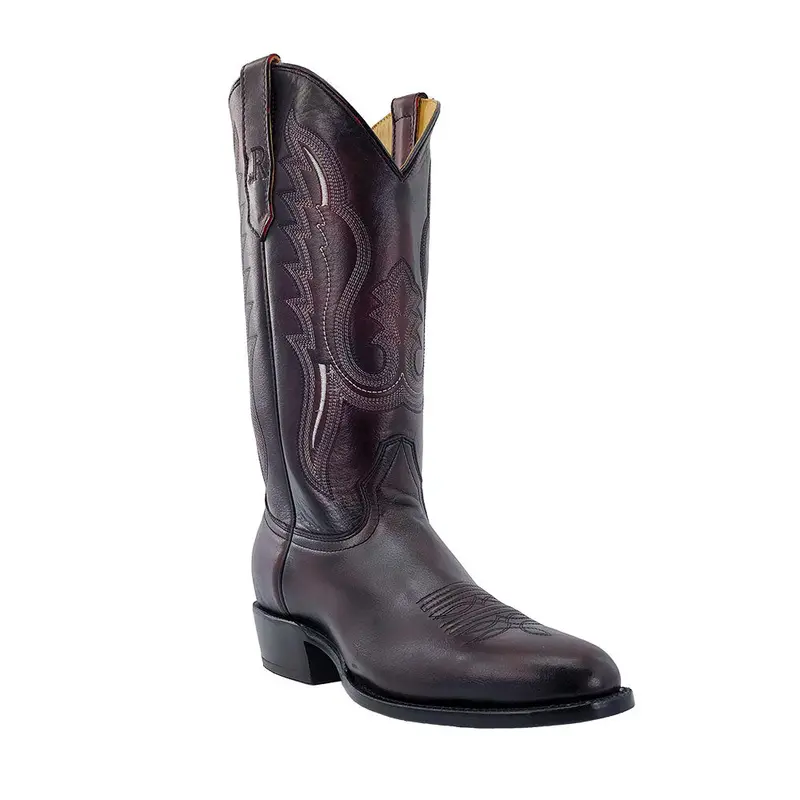 Rw7008-3 R. Watson Men's Black Cherry Brush Off Round Toe Cowboy Boot 1