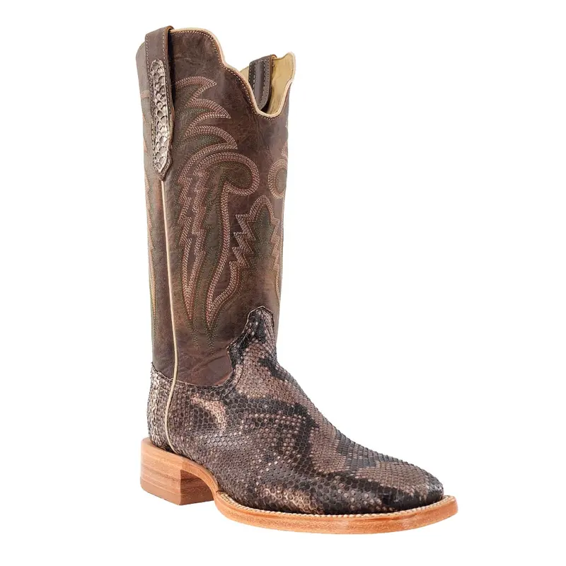 Rw7913-2 R. Watson Men's Rustic Python Belly Wide Square Toe Cowboy Boot 1