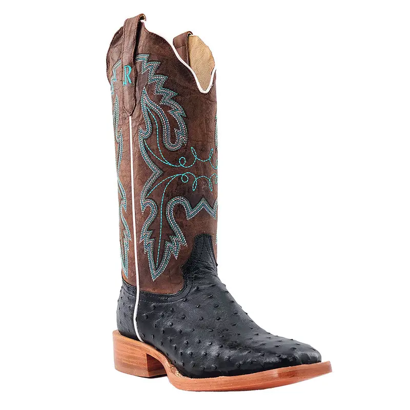 Rwl4300-2 R. Watson Women's Black Full Quill Ostrich Wide Square Toe Cowboy Boot 1