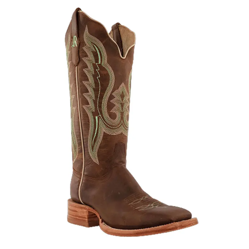 Rwl8301-2 R. Watson Women's Arizona Tan Cowhide Wide Square Toe Cowboy Boot 1