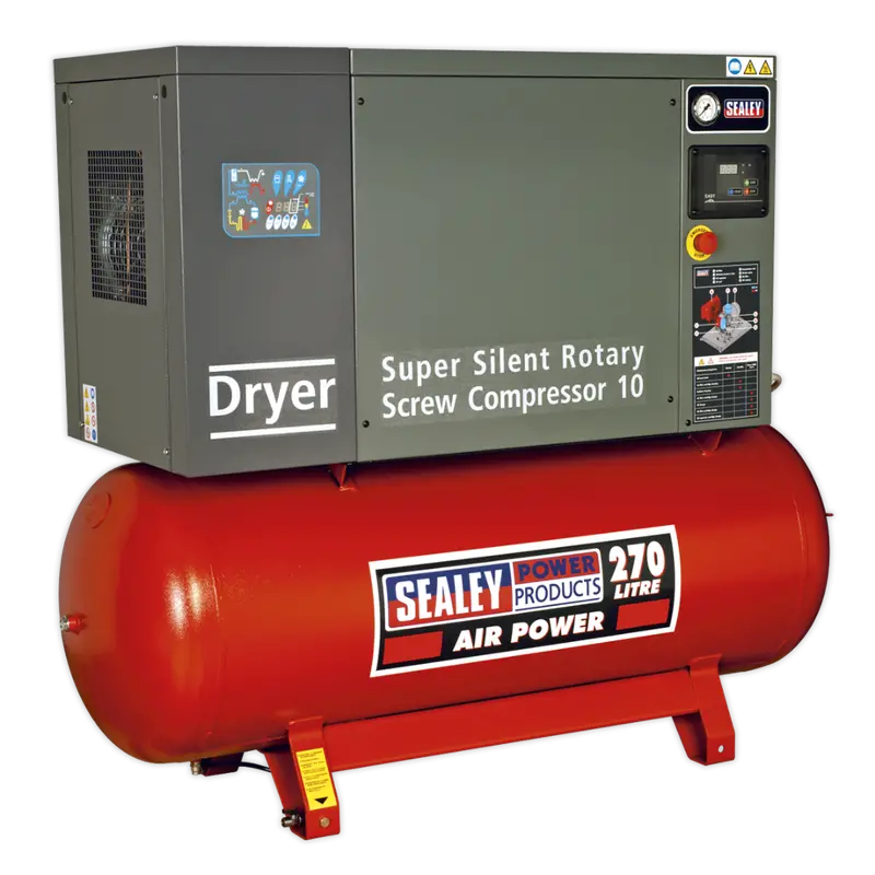 Screw Compressor 270Ltr 10Hp 3Ph Low Noise With Dryer 1