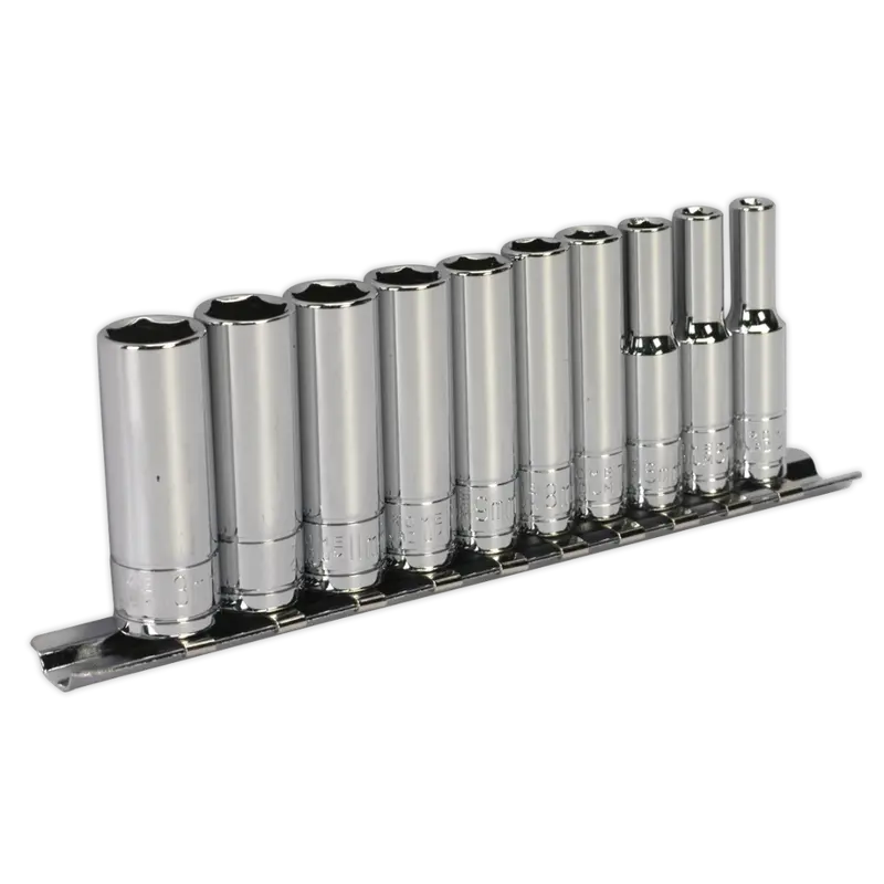 Socket Set 10Pc 1-4"Sq Drive 6Pt Deep Walldrive® Metric 1