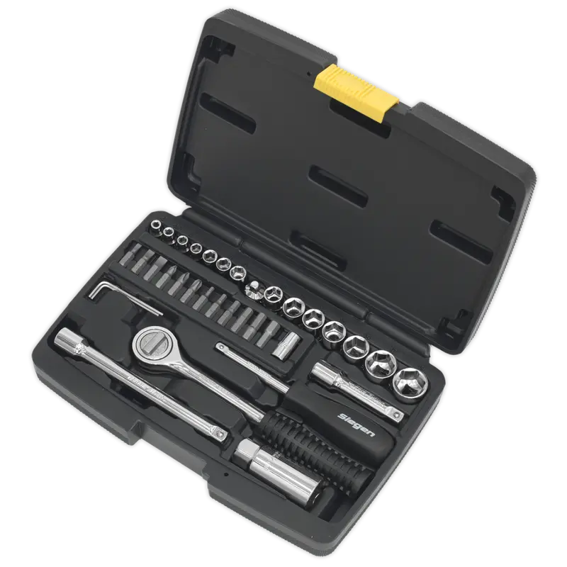 Socket Set 37Pc 1-4" & 3-8"Sq Drive 6Pt Metric 1