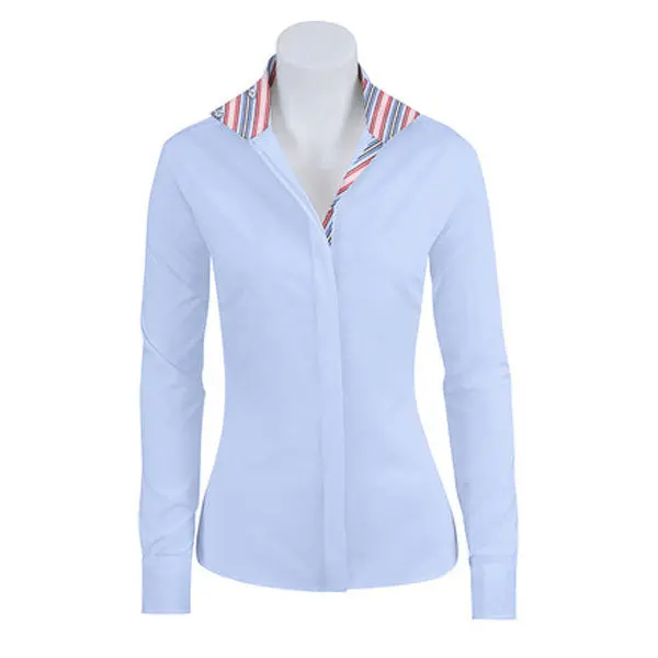 Sp413c-J Rj Classics Girls Spruce Jr. Blue Stripe Trim Long Sleeve English Show Shirt 1