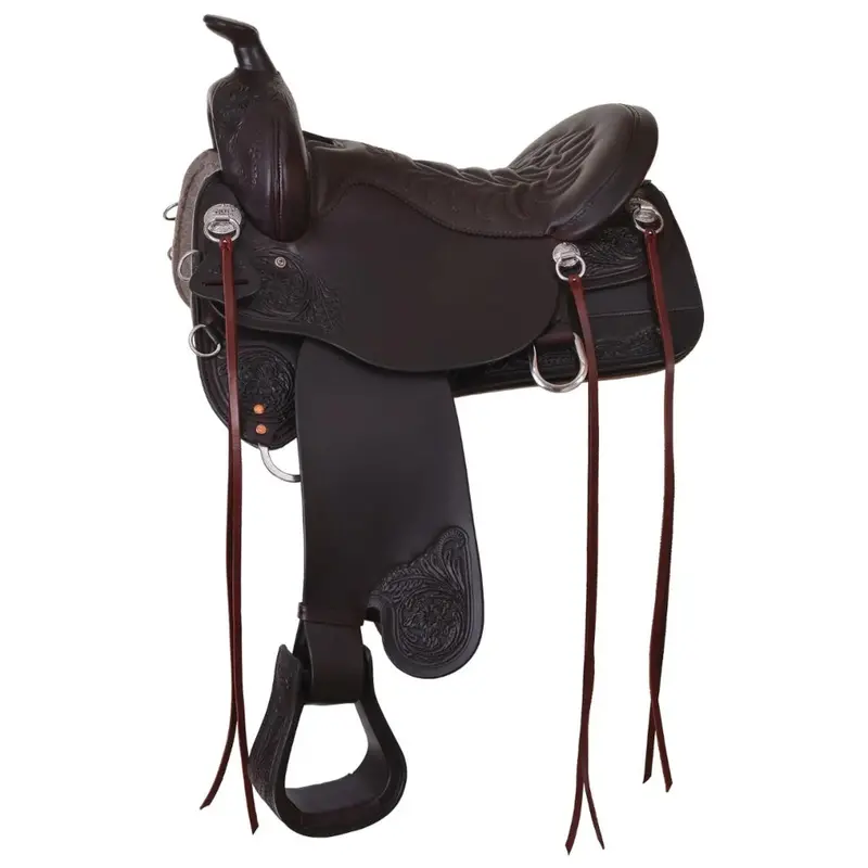T91-621-9218-12 Tucker Meadow Creek Tooled Western Trail Saddle - 16.5 Wide 1