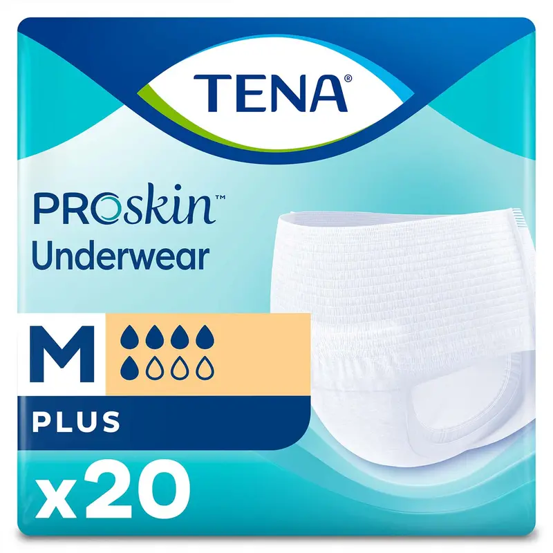 Tena Plus Protective Incontinence Underwear 34"- 44", Moderate Absorbency, Unisex, Medium, 20 Count 1