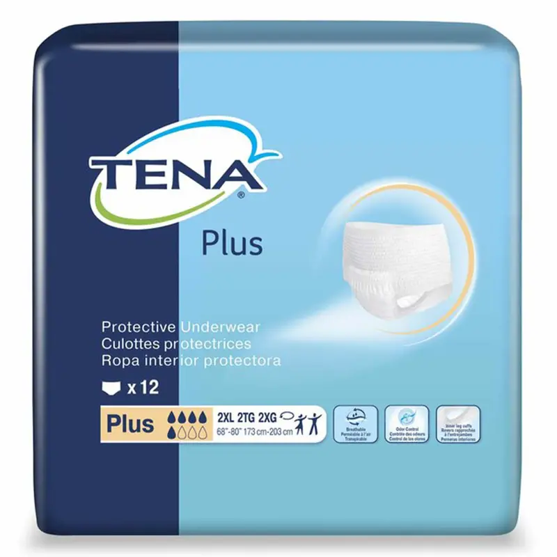 Tena Plus Protective Incontinence Underwear 68"- 80", Moderate Absorbency, Unisex, 2X-Large 1