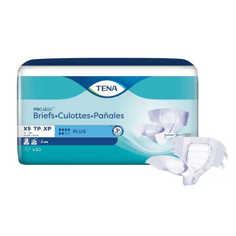 Tena Proskin Plus Extra Small Incontinence Brief 17"- 29", Moderate Absorbency, Unisex, X-Small 1