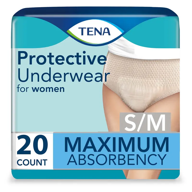 Tena Proskin Protective Incontinence Underwear For Women 34"- 44", Moderate Absorbency,  Small/Medium 1