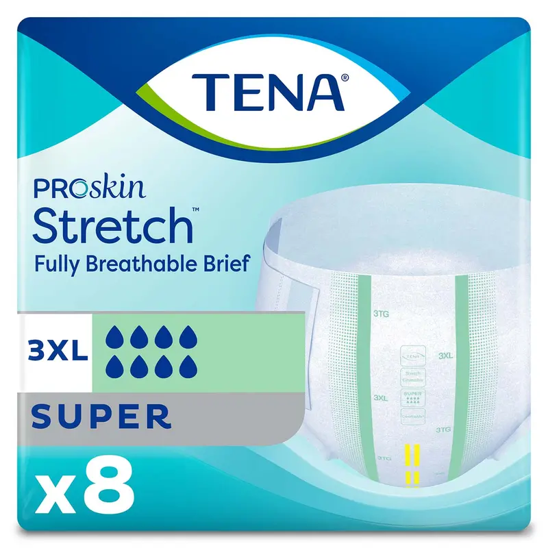 Tena Proskin Stretch Super Incontinence Brief 69"- 96", Heavy Absorbency, Unisex, 3X-Large 1
