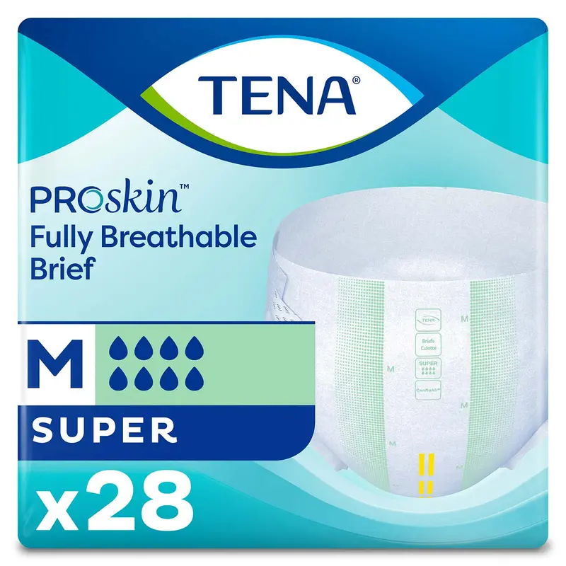 Tena Proskin Super Incontinence Brief 34"- 47", Heavy Absorbency, Unisex, Medium 1
