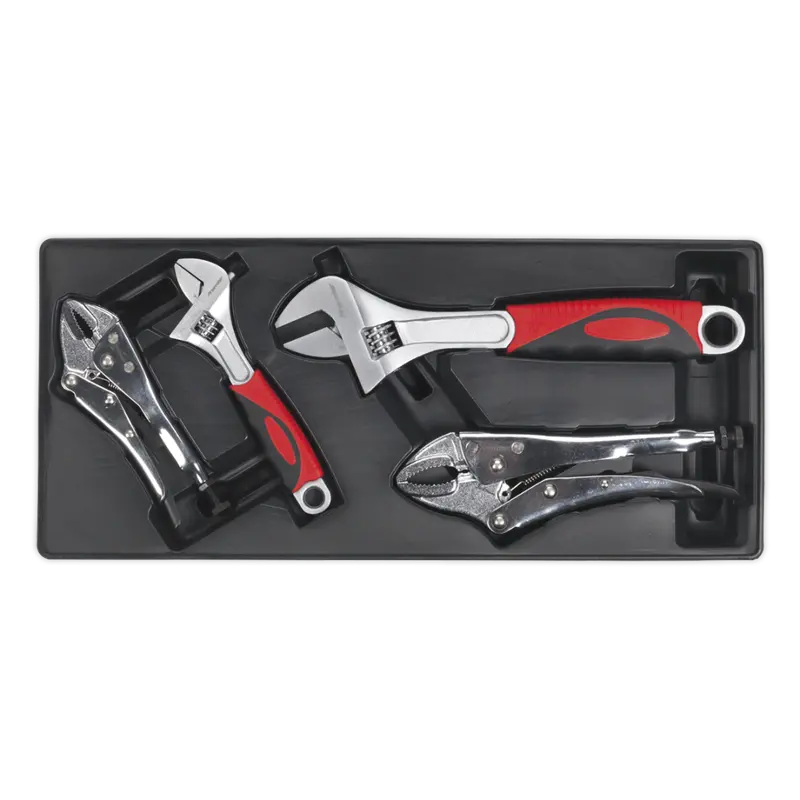 Tool Tray With Locking Pliers & Adjustable Wrench Set 4Pc 1