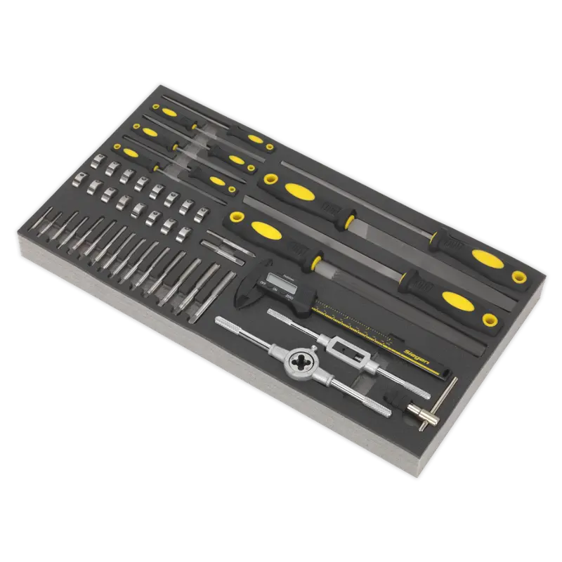 Tool Tray With Tap & Die, File & Caliper Set 48Pc 1