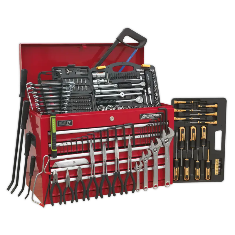 Topchest 5 Drawer With Ball Bearing Slides - Red & 230Pc Tool Kit 1