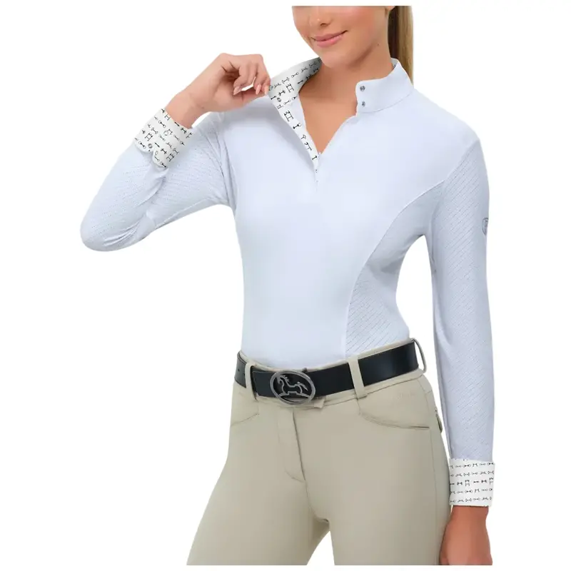 Tor850hh R.J. Classics Women's Tori Long Sleeve White English Show Shirt - Multibits 1