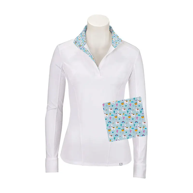 Trj850c Rj Classics Tori Jr Children's Long Sleeve English Show Shirt - White With Llamas 1