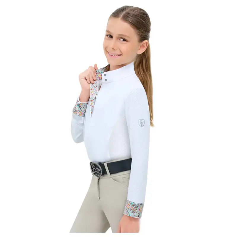 Trj850kk Rj Classics Tori Jr Children's Long Sleeve English Show Shirt - White With Glam Time 1