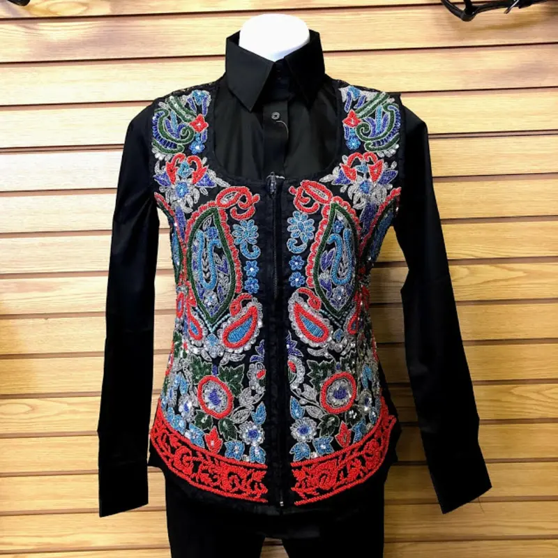 V209996 Royal Highness Women's Hand Beaded Western Show Vest - Size Medium 1