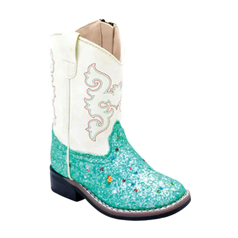 Vb1086 Old West Toddler Turquoise Glitter Cowboy Boots 1