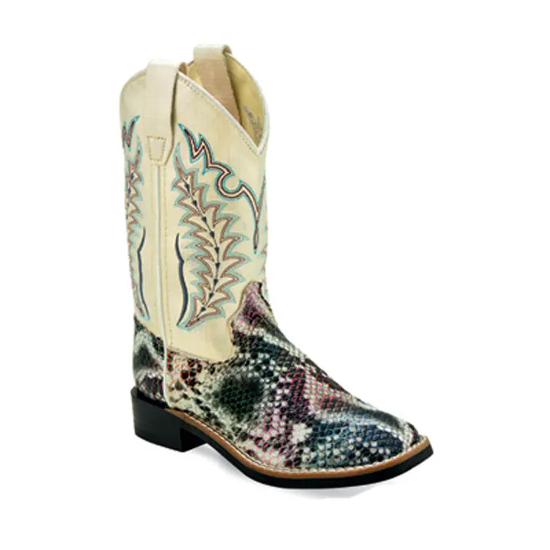 Vb9177 Old West Children's Glittery Snake Print Cowboy Boots 1