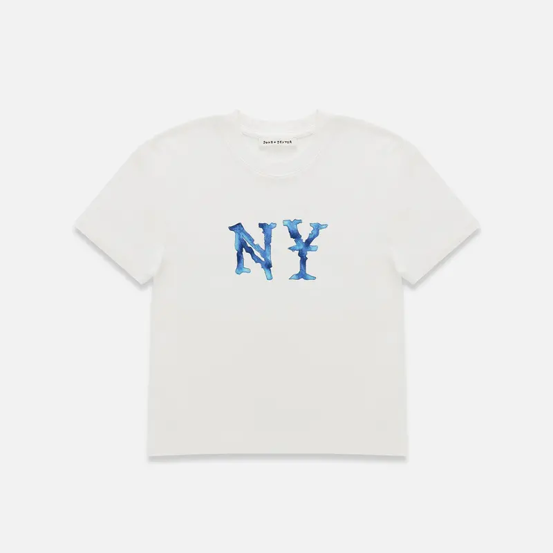Watercolour Ny Vintage White Baby Tee - Women's 1