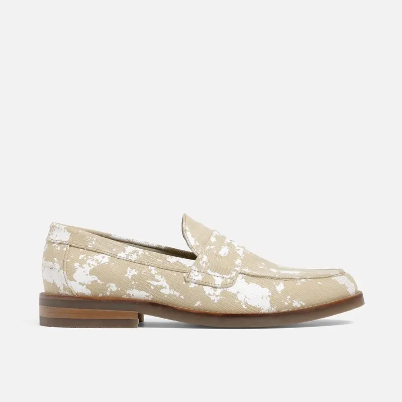 Wilde Beige + White Painted Canvas Penny Loafer - Men's 1