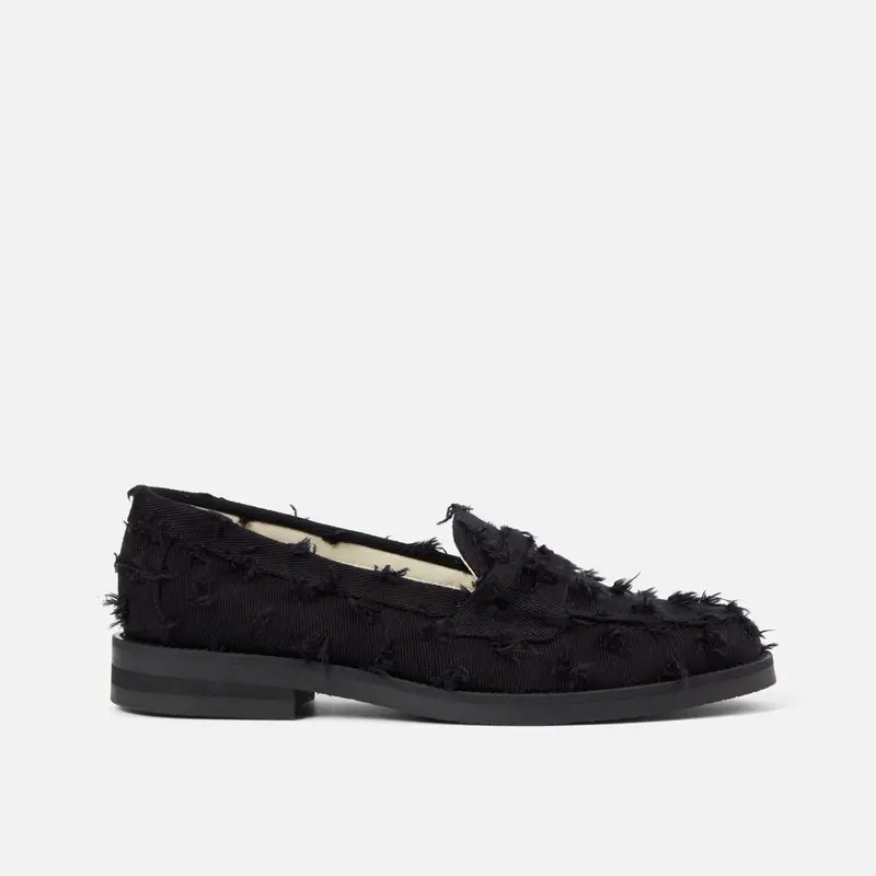 Wilde Black Punched Denim Penny Loafer - Women's 1