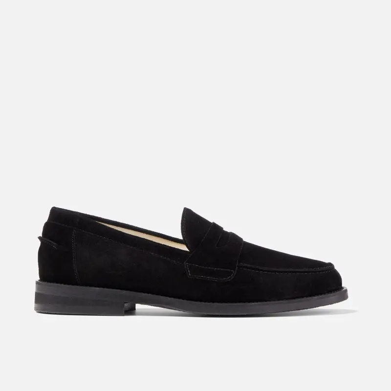 Wilde Black Suede Penny Loafer - Men's 1