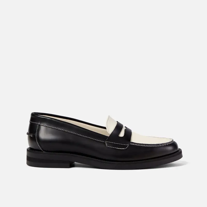 Wilde Black + White Penny Loafer - Women's 1