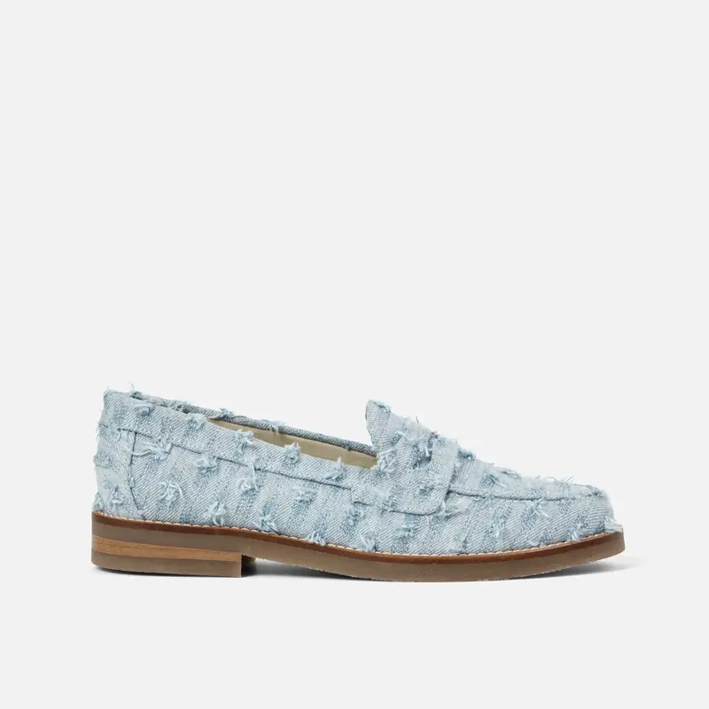 Wilde Blue Punched Denim Penny Loafer - Women's 1
