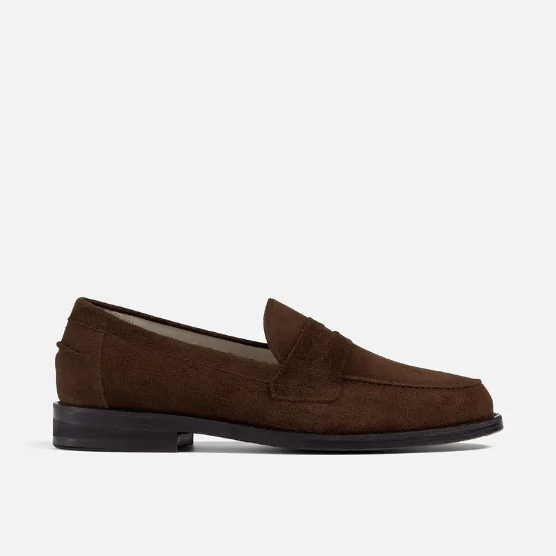 Wilde Brown Suede Penny Loafer - Men's 1